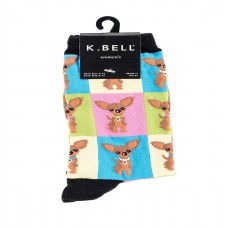 K. Bell Chihuahua Crew Socks, Black, Sock Size 9-11/Shoe Size 4-10, 1 Pair