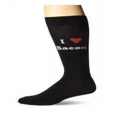 K. Bell Men's Love Bacon Crew Socks, Black, Sock Size 10-13/Shoe Size 6.5-12, 1 Pair