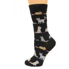 K. Bell Cats Socks, Black, Sock Size 9-11/Shoe Size 4-10, 1 Pair
