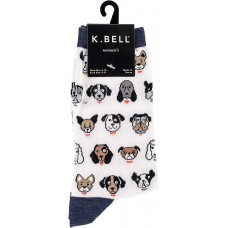 K. Bell Dog Profile Socks, White, Sock Size 9-11/Shoe Size 4-10, 1 Pair