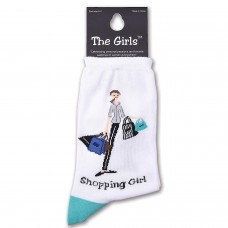 K. Bell Shopping Girl Socks, White, Sock Size 9-11/Shoe Size 4-10, 1 Pair
