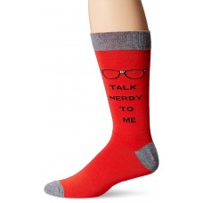 K. Bell Men's Talk Nerdy To Me Crew Socks, Tru Red, Sock Size 10-13/Shoe Size 6.5-12, 1 Pair
