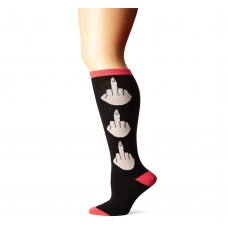 K. Bell Effin Finger Knee High Socks, Black, Sock Size 9-11/Shoe Size 4-10, 1 Pair