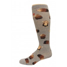 K. Bell Hedgehog Friends Knee High Socks, Gray Heather, Sock Size 9-11/Shoe Size 4-10, 1 Pair