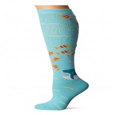 K. Bell Shark Snack Time Knee High Socks, Jewel, Sock Size 9-11/Shoe Size 4-10, 1 Pair