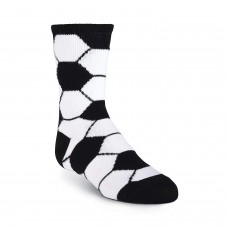 K. Bell Kid's Soccer Ball Crew Socks, White, Sock Size 7.5-9/Shoe Size 11-4, 1 Pair