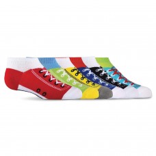 K. Bell Kid's Sneaker No Show Socks, Multi Bright, Sock Size 7.5-9/Shoe Size 11-4, 6 Pair