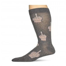 K. Bell Men's Middle Finger Crew Socks, Charcoal Heather, Sock Size 10-13/Shoe Size 6.5-12, 1 Pair