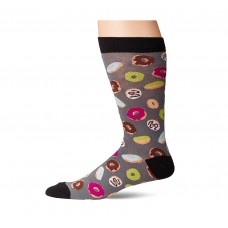K. Bell Men's Donuts Crew Socks, Gray, Sock Size 10-13/Shoe Size 6.5-12, 1 Pair