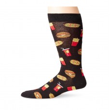 K. Bell Men's Junk Food Crew Socks, Black, Sock Size 10-13/Shoe Size 6.5-12, 1 Pair