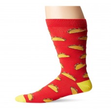 K. Bell Men's Tacos Crew Socks, Red, Sock Size 10-13/Shoe Size 6.5-12, 1 Pair