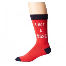 K. Bell Men's Like A Boss Crew Socks, Fiery Red, Sock Size 10-13/Shoe Size 6.5-12, 1 Pair