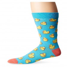 K. Bell Men's Rubber Ducks Crew Socks, Blue, Sock Size 10-13/Shoe Size 6.5-12, 1 Pair