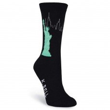 K. Bell Statue of Liberty Socks - American Made, Black, Sock Size 9-11/Shoe Size 4-10, 1 Pair