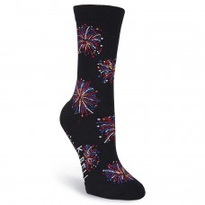 K. Bell Fireworks Crew Socks - American Made, Black, Sock Size 9-11/Shoe Size 4-10, 1 Pair