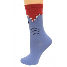 K. Bell Shark Crew Socks, Slate Blue, Sock Size 9-11/Shoe Size 4-10, 1 Pair