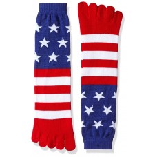 K. Bell Flag Toe Socks, Red/White/Blue, Sock Size 9-11/Shoe Size 4-10, 1 Pair
