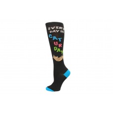 K. Bell Caturday Knee High Socks, Black, Sock Size 9-11/Shoe Size 4-10, 1 Pair