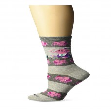 K. Bell SHAG Pink Elephants Crew Socks, Gray Heather, Sock Size 9-11/Shoe Size 4-10, 1 Pair