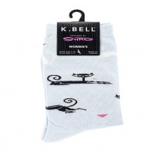 K. Bell SHAG Cats Crew Socks, Light Blue, Sock Size 9-11/Shoe Size 4-10, 1 Pair