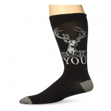 K. Bell Men's Buck You Crew Socks, Black, Sock Size 10-13/Shoe Size 6.5-12, 1 Pair