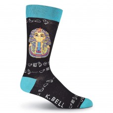 K. Bell Men's King Tut Crew Socks, Black, Sock Size 10-13/Shoe Size 6.5-12, 1 Pair