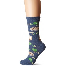 K. Bell Apple Pie Crew Socks - American Made, Denim Heather, Sock Size 9-11/Shoe Size 4-10, 1 Pair