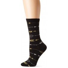 K. Bell Shiny Arrows Crew Socks, Black, Sock Size 9-11/Shoe Size 4-10, 1 Pair