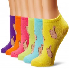 K. Bell Middle Finger Socks, Neon Pink, Sock Size 9-11/Shoe Size 4-10, 6 Pair