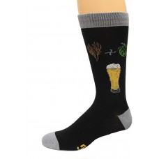 K. Bell Men's Beer Crew Socks - American Made, Black, Sock Size 10-13/Shoe Size 6.5-12, 1 Pair