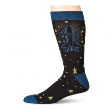 K. Bell Men's Astronaut Crew Socks - American Made, Black, Sock Size 10-13/Shoe Size 6.5-12, 1 Pair