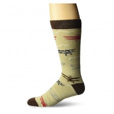 K. Bell Men's Planes Crew Socks - American Made, Oatmeal Heather, Sock Size 10-13/Shoe Size 6.5-12, 1 Pair