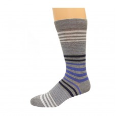 K. Bell Men's Variegated Stripes Crew Socks, Charcoal Heather, Sock Size 10-13/Shoe Size 6.5-12, 1 Pair
