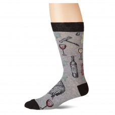 K. Bell Men's Wine Crew Socks, Charcoal Heather, Sock Size 10-13/Shoe Size 6.5-12, 1 Pair