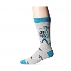 K. Bell Men's Nauti Mermaid Crew Socks, Gray Heather, Sock Size 10-13/Shoe Size 6.5-12, 1 Pair