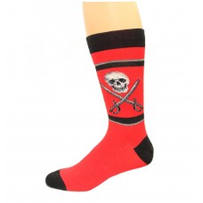 K. Bell Men's Skull & Swords Crew Socks, Red, Sock Size 10-13/Shoe Size 6.5-12, 1 Pair