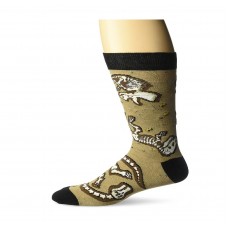 K. Bell Men's Dino Bones Crew Socks, Brown Heather, Sock Size 10-13/Shoe Size 6.5-12, 1 Pair