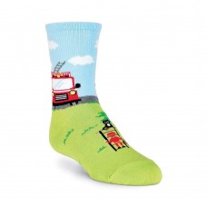 K. Bell Boy's Fireman Crew Socks, Green, Sock Size 7.5-9/Shoe Size 11-4, 1 Pair
