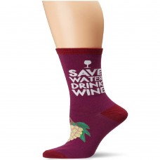K. Bell Drink Wine Crew Socks, Purple, Sock Size 9-11/Shoe Size 4-10, 1 Pair