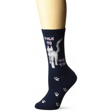 K. Bell Talk to the Tail Crew Socks, Navy, Sock Size 9-11/Shoe Size 4-10, 1 Pair