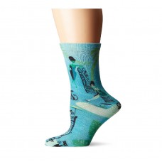 K. Bell SHAG Conga Ladies 360 Print Crew Socks, Teal, Sock Size 9-11/Shoe Size 4-10, 1 Pair
