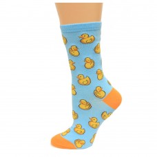 K. Bell Rubber Ducks Crew Socks, Blue, Sock Size 9-11/Shoe Size 4-10, 1 Pair