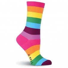 K. Bell Rainbow Stripe Crew Socks, Rainbow, Sock Size 9-11/Shoe Size 4-10, 1 Pair