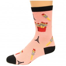 K. Bell French Fries Crew Socks, Pink, Sock Size 9-11/Shoe Size 4-10, 1 Pair