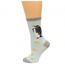 K. Bell Penguin Crew Socks, Blue, Sock Size 9-11/Shoe Size 4-10, 1 Pair