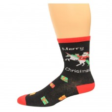 K. Bell Unicorn Santa Crew Socks, Black, Sock Size 9-11/Shoe Size 4-10, 1 Pair