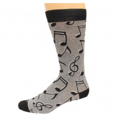K. Bell Men's Music Notes Crew Socks, Charcoal Heather, Sock Size 10-13/Shoe Size 6.5-12, 1 Pair