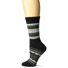 K. Bell Super Soft Texture Stripe Crew Socks, Black, Sock Size 9-11/Shoe Size 4-10, 1 Pair