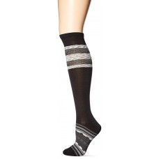 K. Bell Super Soft Texture Stripe Knee High Socks, Black, Sock Size 9-11/Shoe Size 4-10, 1 Pair
