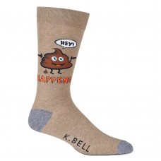 K. Bell Men's It Happens Crew Socks, Brown, Sock Size 10-13/Shoe Size 6.5-12, 1 Pair